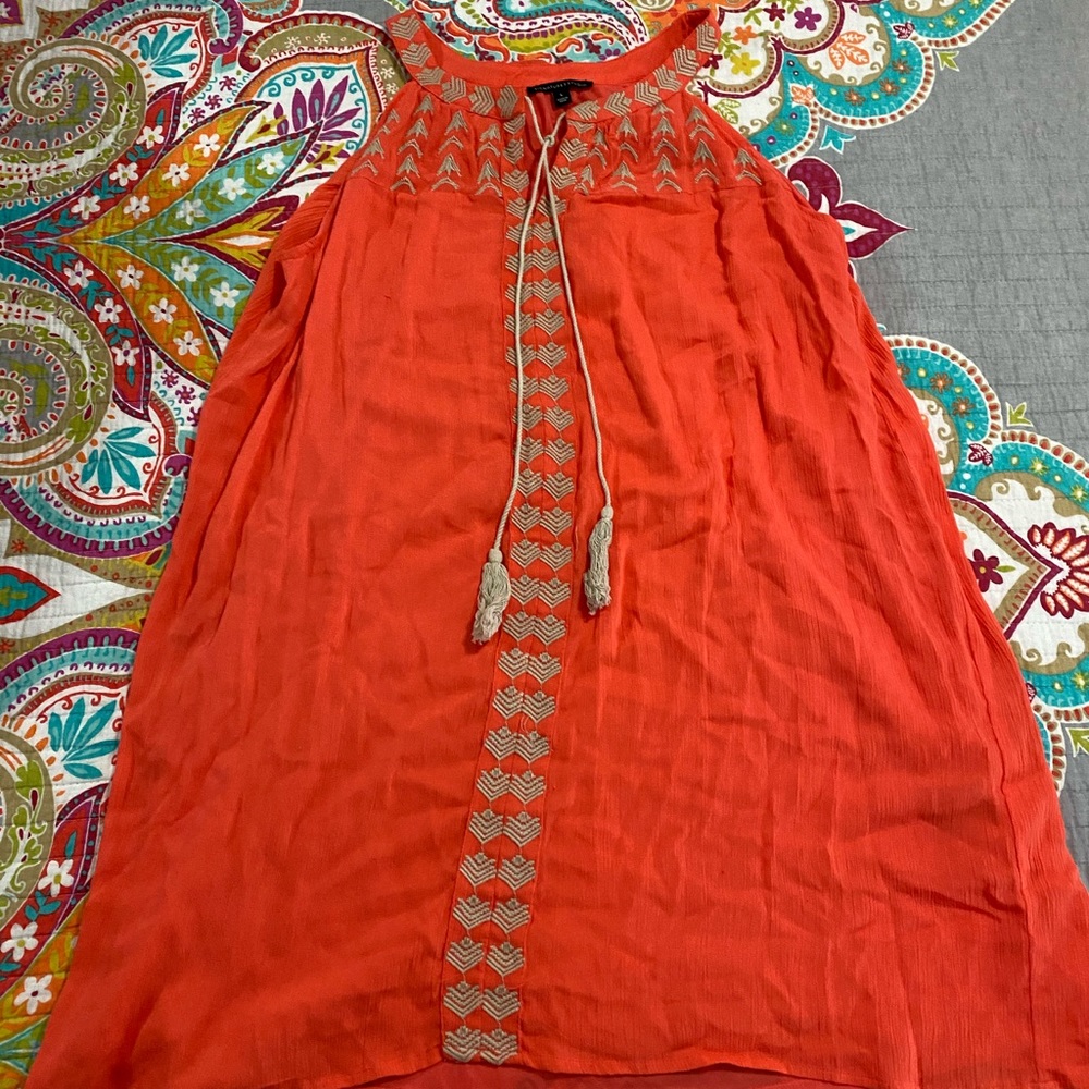 Coral and Tan Dress